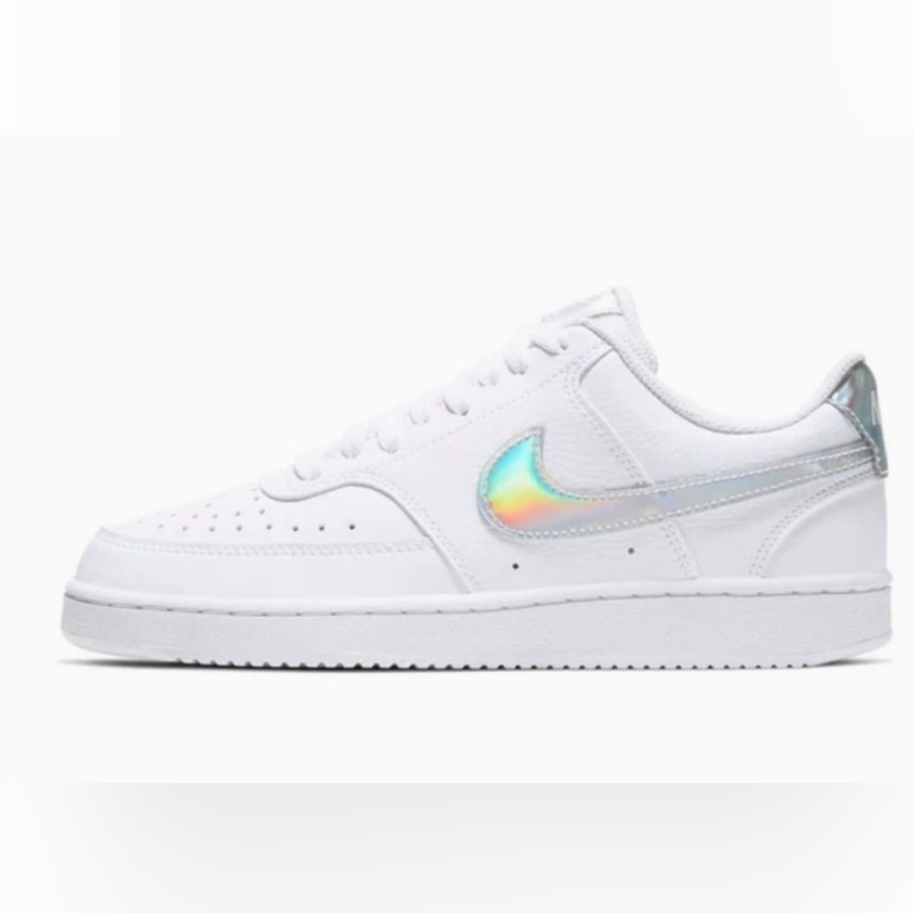 NIKE Court Vision Holographic Iridescent Rainbow Low White Trainers Sneakers 10M